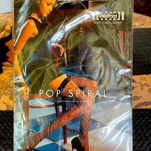 WOLFORD Black Pop Spiral Stay-up Thigh Highs Large